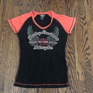 Vintage iHarley Davidson black and orange T-shirt size small